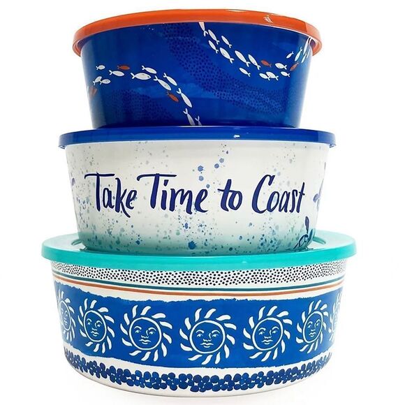 NWT in Box 6 Pc 3 Stacking Food Big Container Melamine Set Celebrate Together - Picture 1 of 11